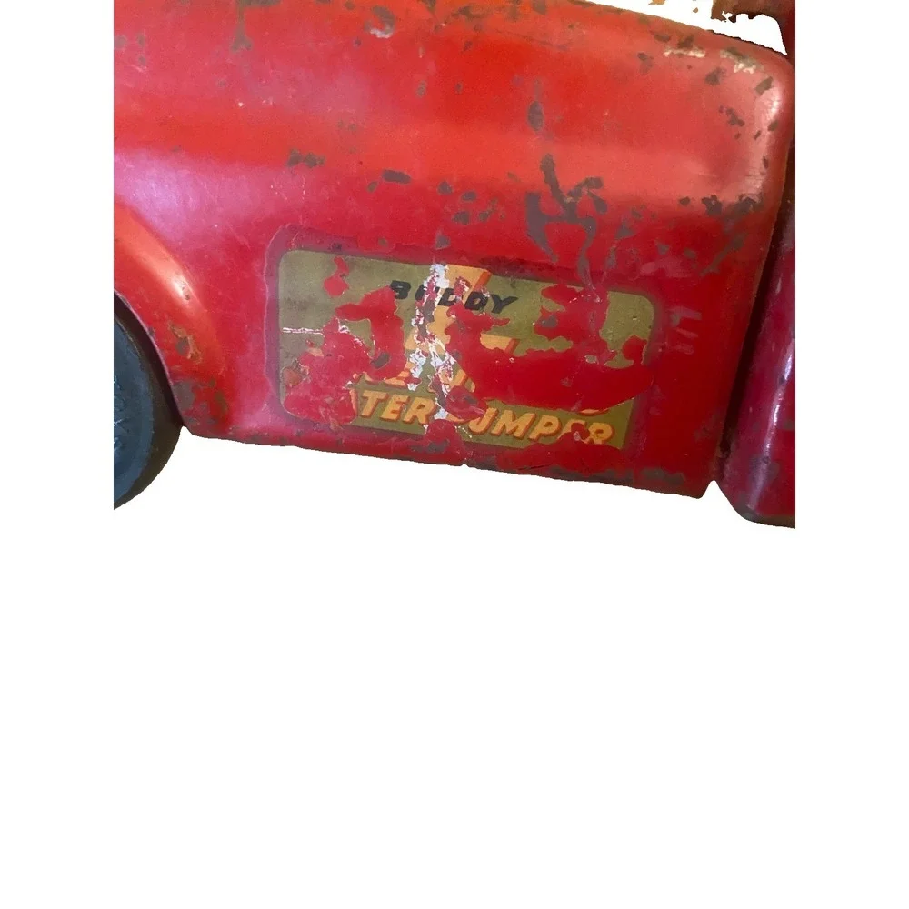 VTG 1940's Pressed Steel Buddy Fire Hose Truck And Water Pumper Toy Truck